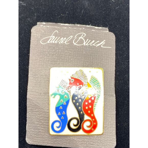 Laurel‎ Burch Sea Stallion Pin Brooch Gold Tone Cloisonné Jewelry Vintage - Picture 5 of 7